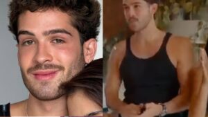 João Guilherme posa ao lado da mãe e do irmão caçula em sua festa de aniversário