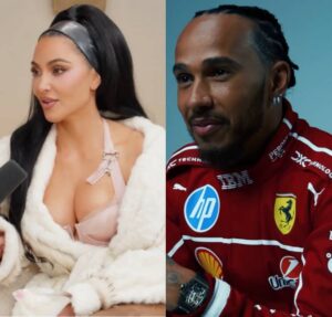 Kim Kardashian participa de trend e fãs especulam que voz ao fundo seja de Lewis Hamilton