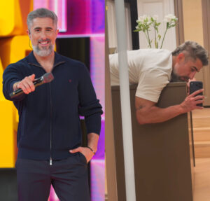 Marcos Mion deita em móvel após crise de hérnia de disco e relata perrengue: – Para descompressurizar a coluna