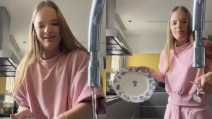 Gente como a gente! Rafaella Justus grava vídeo lavando a louça em casa