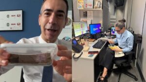 Renata Vasconcellos entra na ‘rotina da marmita’ de César Tralli, que diz seguir com o hábito