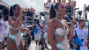 Ivete faz homenagem a Preta Gil e arrasta Bruna Marquezine e Shawn Mendes para dançar em cima de trio em Salvador