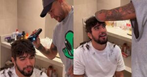 Neymar corta cabelo de Nattan para o Carnaval e Rafa Kalimann lamenta: ‘Meus cachinhos’