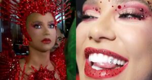 Sem coleira, Virginia exibe homenagem inusitada para Vini Jr. na boca antes de desfilar; veja