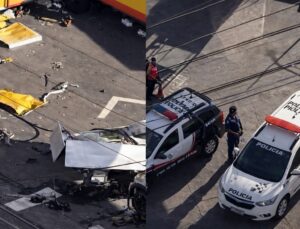 Carro invade posto e acerta em cheio bombas de combustível; VEJA VÍDEO