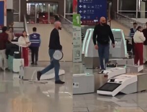 Turista é preso após destruir quiosques de check-in em aeroporto; VEJA VÍDEO