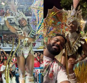 Arlindinho acompanha Erika Januza em desfile pela Viradouro e brinca: Apoio de destaque