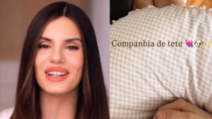 Discreta, Camila Queiroz exibe foto rara com a filha de 2 meses; veja