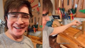 Xororó mostra lado “vovô raiz” e constrói brinquedo de madeira para os netos: “Vô Geppetto”