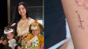 Ary Mirelle faz tatuagem em homenagem aos filhos e revela planos de aumentar a família