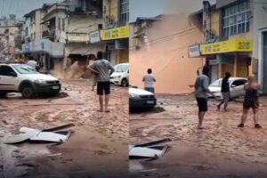 Vídeo mostra casa desabando e moradores em pânico após fortes chuvas na Zona da Mata Mineira