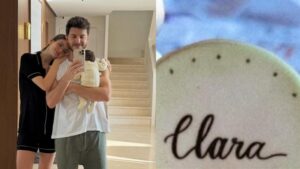 Veja o bolo personalizado do mêsversário da filha de Camila Queiroz e Klebber Toledo