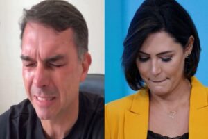 Após briga, Flávio Bolsonaro chora ao citar madrasta Michelle e faz desabafo