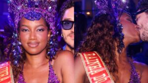 Após rumores de affair, Iza surge aos beijos com ator famoso na Sapucaí