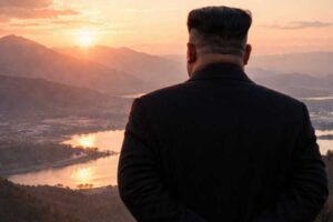 Kim Jon-Un, Líder supremo da Coreia do Norte, aparece observando o horizonte em vídeo