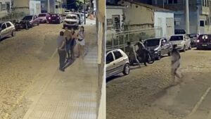 Homem finge estar armado, vítima reage e ele acaba no chão; veja vídeo