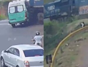 Ambulância é arrastada por trem e quatro pessoas ficam feridas; VEJA VÍDEO