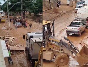 Moradores protestam contra gravação de Nikolas Ferreira em cidade afetada por chuvas; VEJA VÍDEO