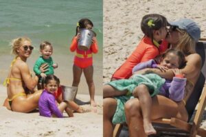 Após maratona de Carnaval, Virgínia curte dia de praia ao lado da família