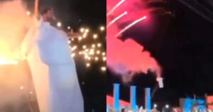 Figurino de Henri Castelli pega fogo durante espetáculo ‘Paixão de Cristo’ em SP