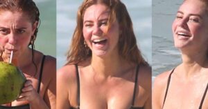 De maiô recortado, Paolla Oliveira se refresca com banho de mar e água de coco em manhã de muito calor no RJ. 30 fotos!