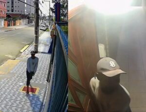 Homem se arrisca no meio da rua para furtar objetos de apartamento; VEJA