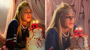 Virginia aparece com cara fechada em festa surpresa de Vini Jr e se explica após críticas