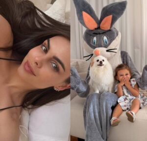 Fantasiada de Coelho da Páscoa, Amanda Kimberlly protagoniza momento fofo com Helena