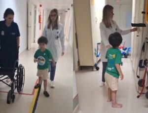 Menino que sobreviveu a queda de 10º andar de prédio volta a andar; VEJA VÍDEO