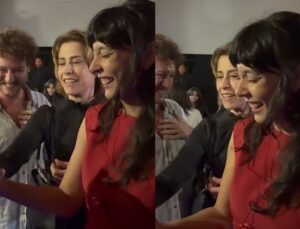 Atriz leva tombo ao conhecer Fernanda Torres em pré-estreia; veja