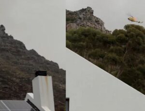 Helicóptero de combate a incêndios cai em meio às chamas na África do Sul; VEJA VÍDEO