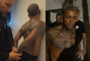 Imagem mostra momento em que MC Poze é detido pela Polícia Federal no Rio