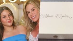 Poliana Rocha mostra convite luxuoso do aniversário de 15 anos da neta de Leonardo